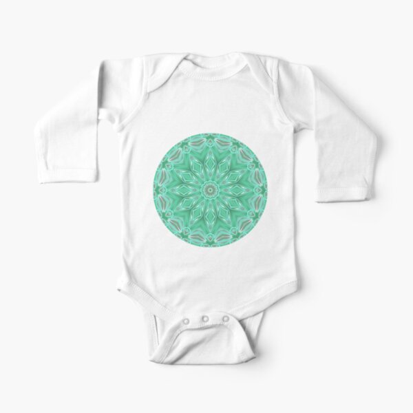 Mint Green Star Flower Long Sleeve Baby One-Piece