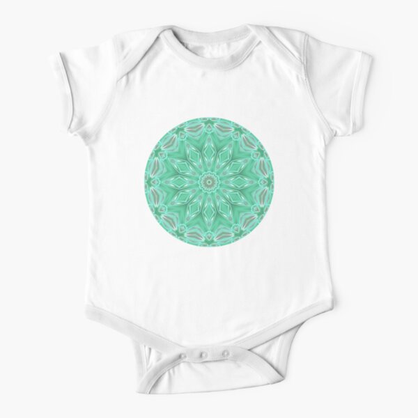 Mint Green Star Flower Short Sleeve Baby One-Piece