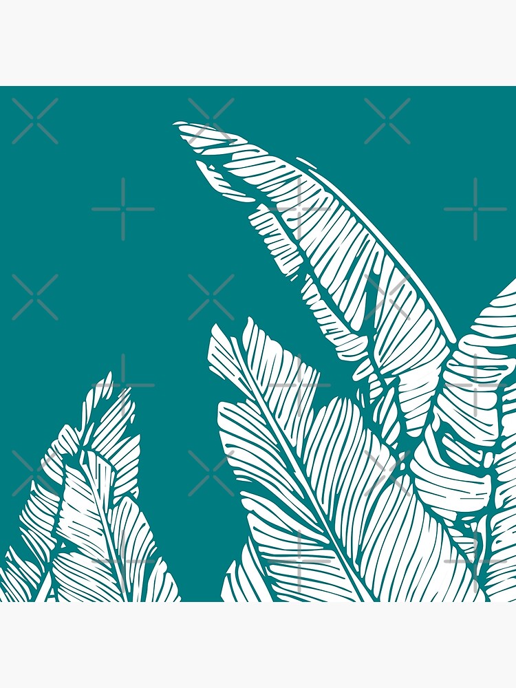 Teal Banana Leaf Pattern Pillow by gregs-celeb-art