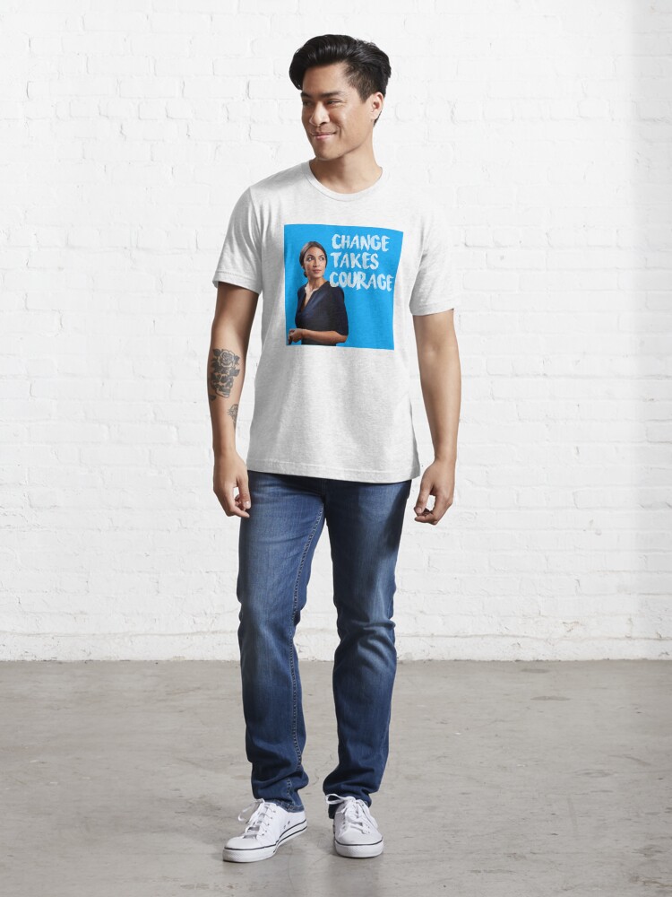 Alternate view of AOC Alexandria Ocasio-Cortez Change takes Courage Essential T-Shirt