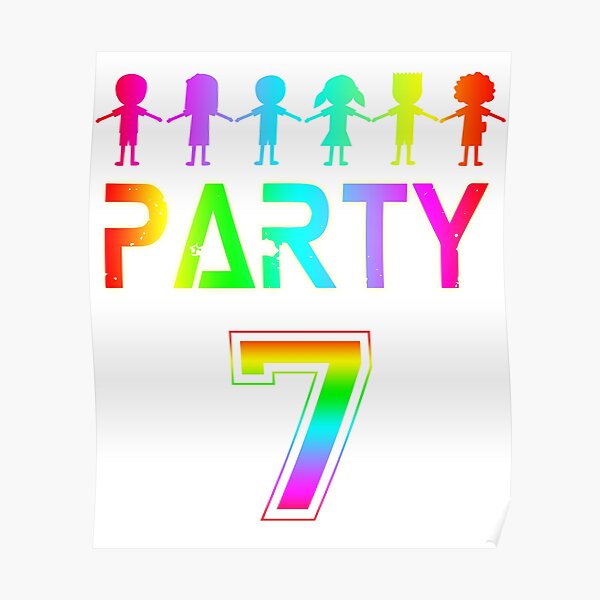 "Kids Party 7 Year Old 7th Birthday Fun Tee" Poster by mamazita Redbubble