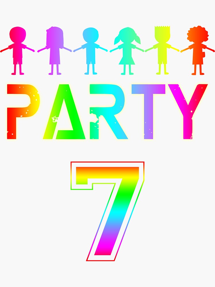 "Kids Party 7 Year Old 7th Birthday Fun Tee" Sticker by mamazita