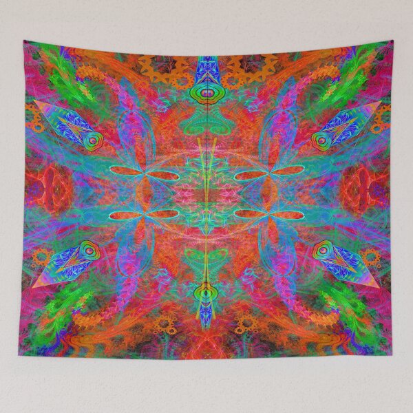 Item preview, Heaven's Tropical Center (Psychedelic Visionary Fractal Art Symmetrical Neon Bold Colors) designed and sold by Discordant Dreams Art.