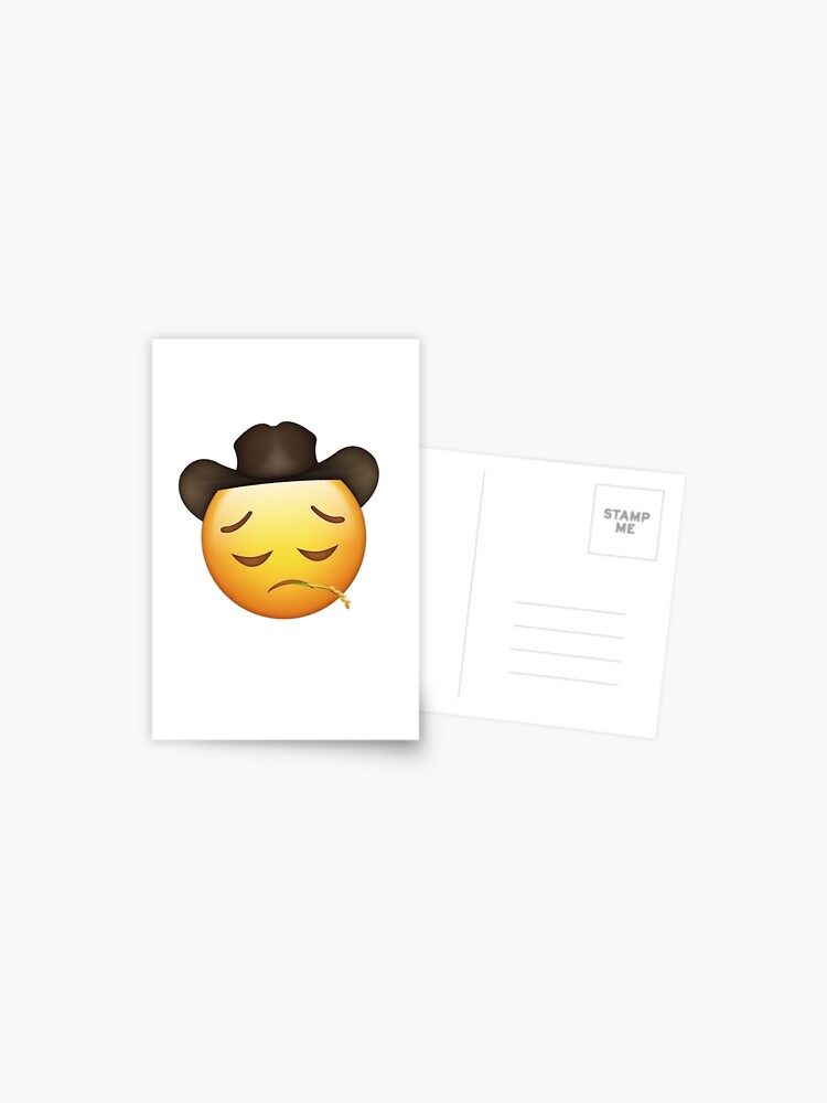 Sad Cowboy Hat Emoji Apple Postcard By Sineadbarnes Redbubble