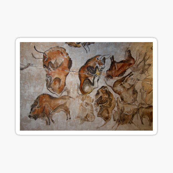 Paleolithic cave painting of bisons (replica) from the Altamira cave, Cantabria, Spain, painted c. 20,000 years ago Sticker