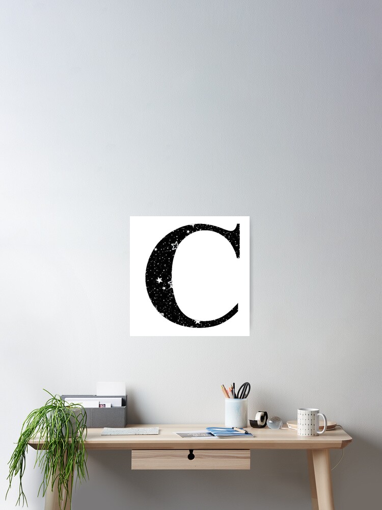 Letter C White Stars Black Sky