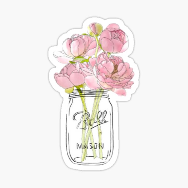 Mason jar bouquet Sticker