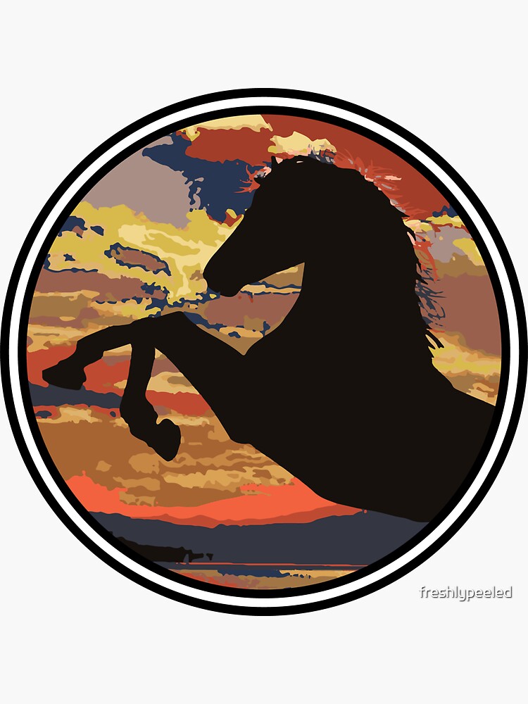 "Abstract Sunset Horse Silhouette Intense Color Art" Sticker for Sale