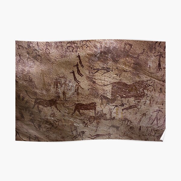 Rock paintings from the Cave of Beasts (Gilf Kebir, Libyan Desert) Estimated 7000 BP Poster