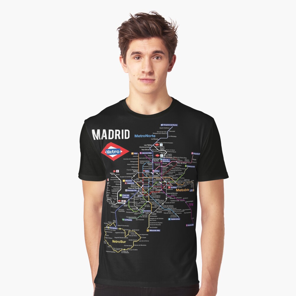 Madrid Spain Metro Subway Train Map Spanish Language T-Shirt funny t shirts  customized t shirts