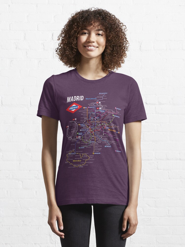 Madrid Spain Metro Subway Train Map Spanish Language T-Shirt funny t shirts  customized t shirts t shirts for men