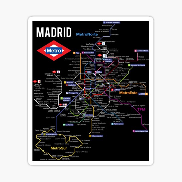 Artikel-Vorschau von U-Bahn-Zug-Karten-spanische Sprache von Madrid Spanien, designt und verkauft von Maljonic.
