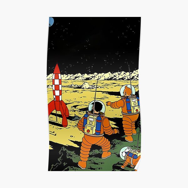 Tintin rocket moon tshirt Poster