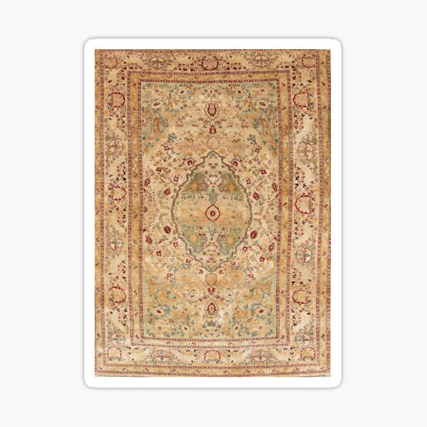 Aperçu de l'œuvre Tapis persan du nord-ouest de l'Azerbaïdjan de Tabriz en soie imprimé créée et vendue par Vicky Brago-Mitchell®.