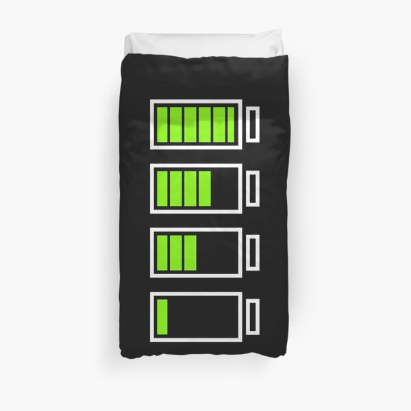 Low Battery Recharging - Retro Neon Green on Black Duvet Cover