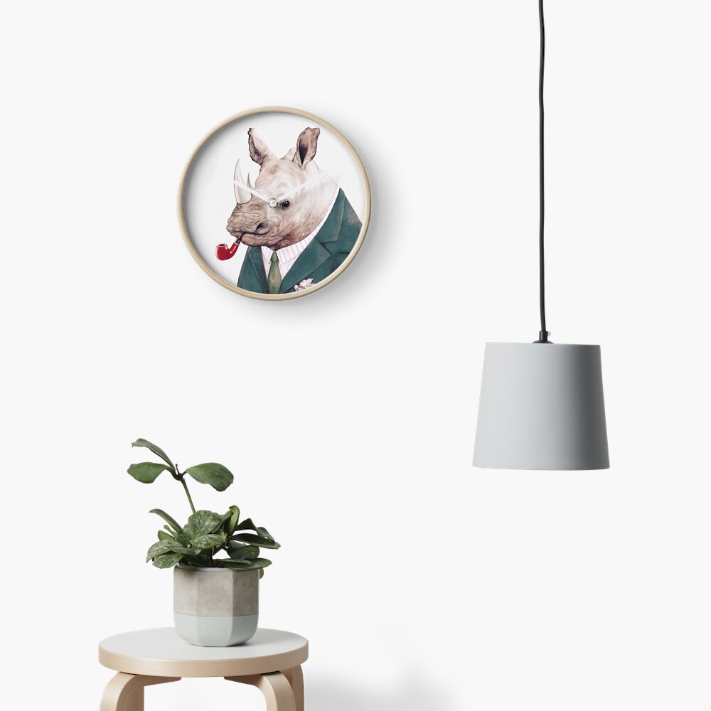 Rhinoceros Green Clock
