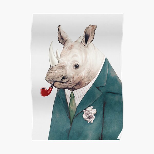 Rhinoceros Green Poster