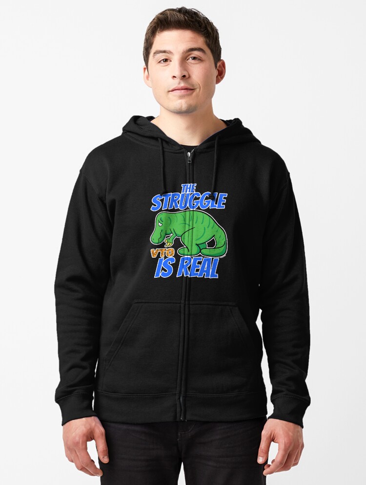 Volunteer Tyrannosaurus Rex Dinosaur Men Printed Pullover Long Sleeve Hooded Black Sweatshirts with Pockets