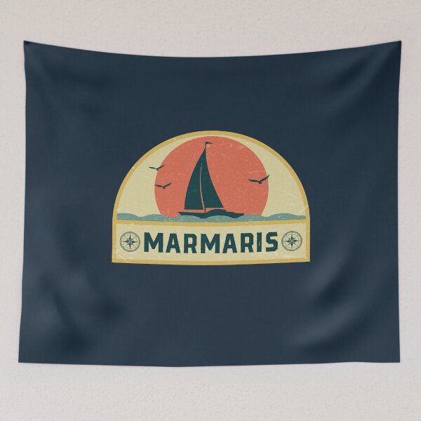 Aperçu de l'œuvre Insigne de vacances à la voile Vintage Turquie Marmaris créée et vendue par dk80.