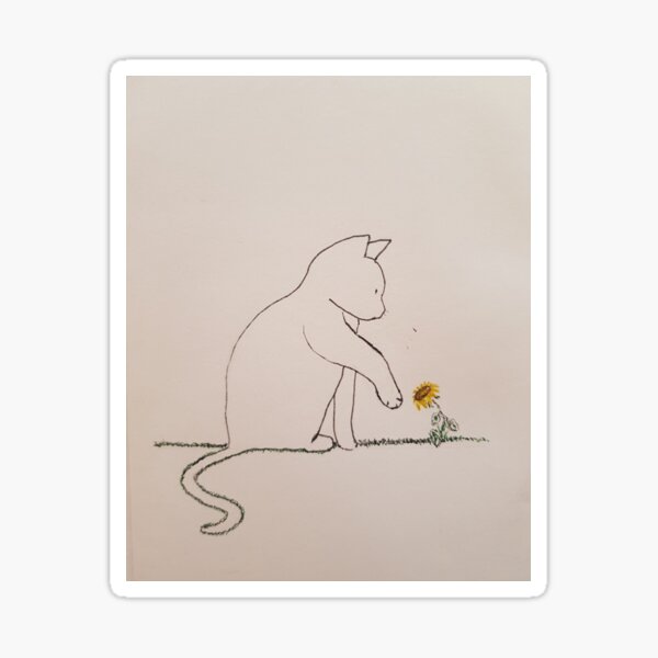 Cat Sunflower 1 Sticker