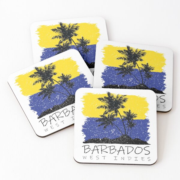 Item preview, Barbados National Colours in Background of Palm silhouette designed and sold by IdentiTee Studios.