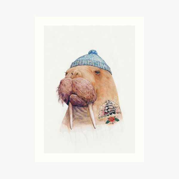 Tattooed Walrus Art Print