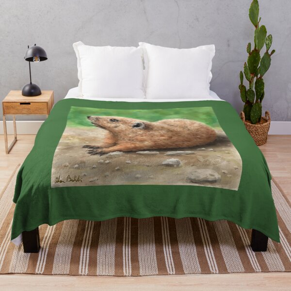 Item preview, Painting of a Groundhog Looking Up, in a Green Field designed and sold by ibadishi.
