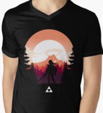Camiseta para hombre de cuello en v La leyenda de Zelda (naranja)