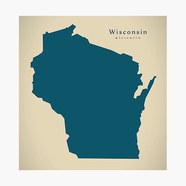 Item preview, Modern Map - Wisconsin state USA designed and sold by Ingo Menhard.