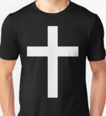 Christian Cross White on Black Unisex T-Shirt