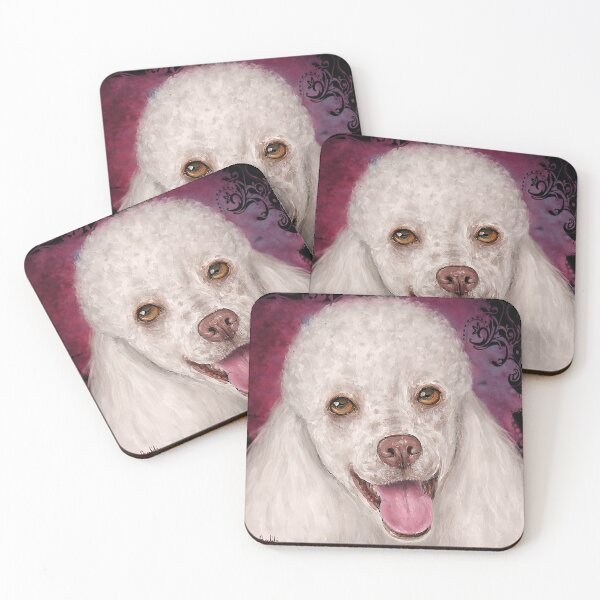 Item preview, Painting of a White Mini Poodle Smiling designed and sold by ibadishi.