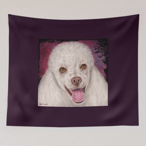Item preview, Painting of a White Mini Poodle Smiling designed and sold by ibadishi.