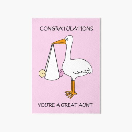 Impression Rigide Felicitations Vous Etes Une Grande Tante Bebe Garcon Dessin Anime Cigogne Par Katetaylor Redbubble