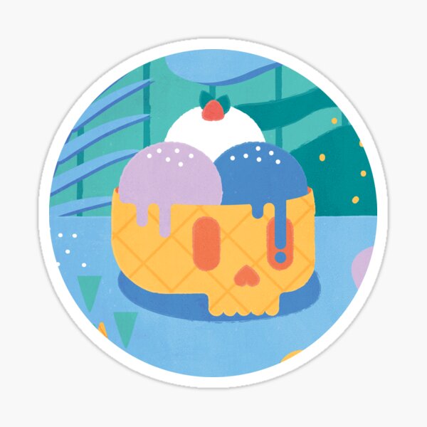 Skull Ice Cream Cone Sticker