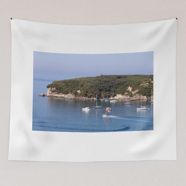 Item preview, sailboats and parasailing Valtos beach Parga Greece summer season designed and sold by goceris.