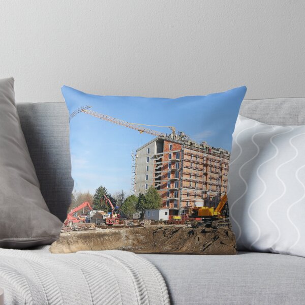 Item preview, new building construction site with workers cranes and excavator designed and sold by goceris.