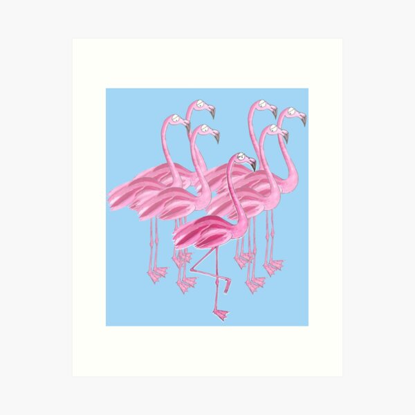 Artikel-Vorschau von Flamingoes (blue background), designt und verkauft von Sascha  Kläger.