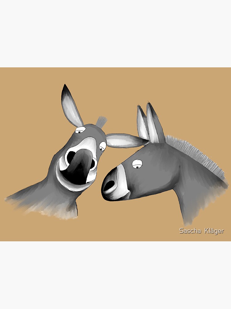 Thumbnail 3 of 3, Sticker, Donkies (brown background) designed and sold by IsabellaSchaf.