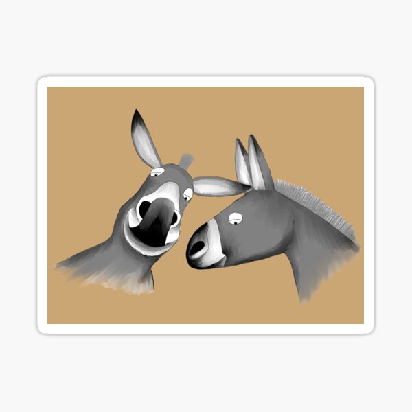 Donkies (brown background) Sticker