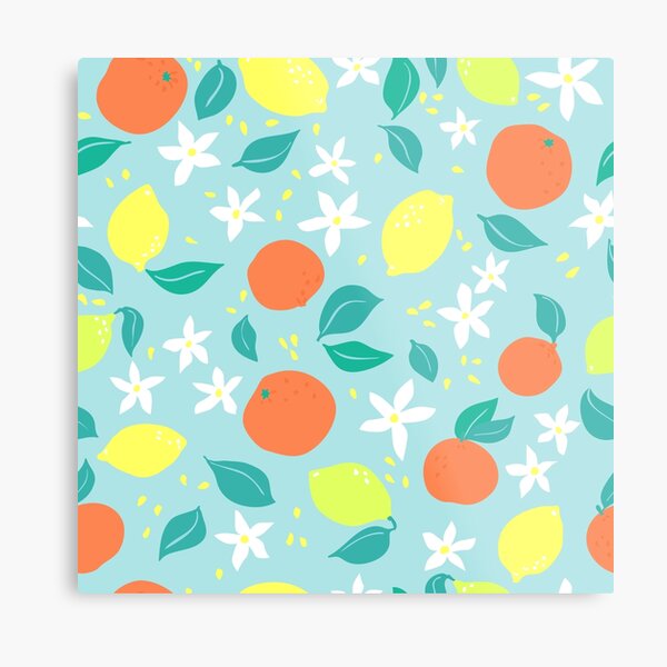 Citrus fruits and flowers Metal Print