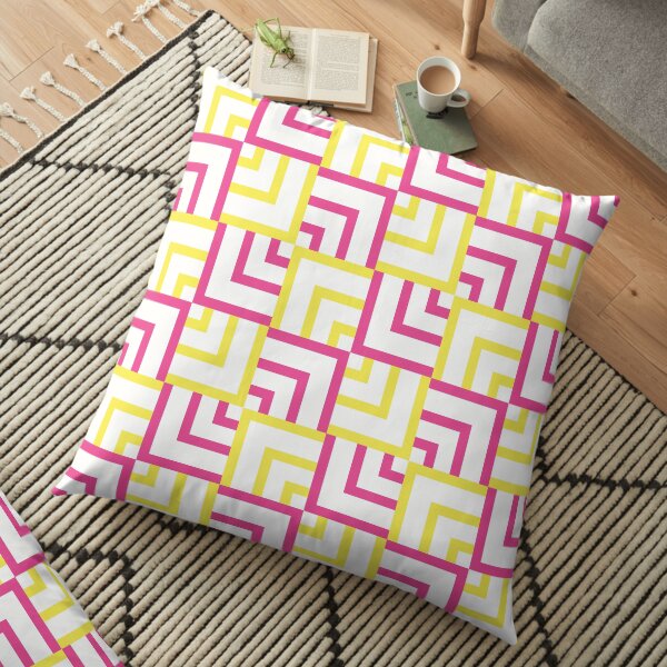 Pink and Yellow Squares Floor Pillow
