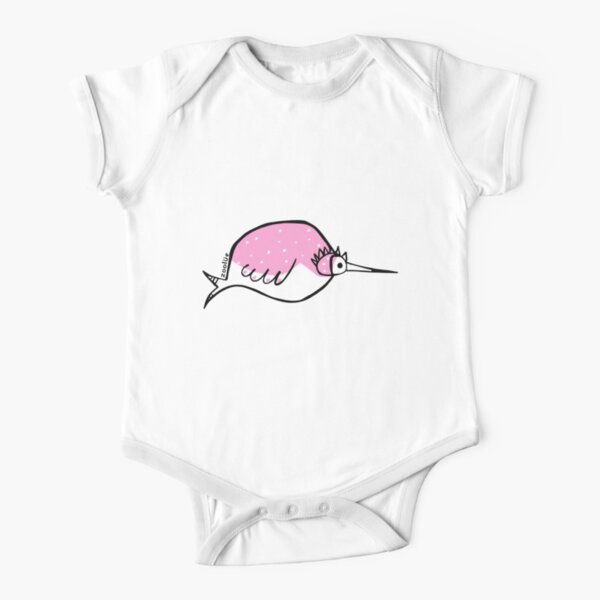 rosetta: the pink bubble bird Short Sleeve Baby One-Piece