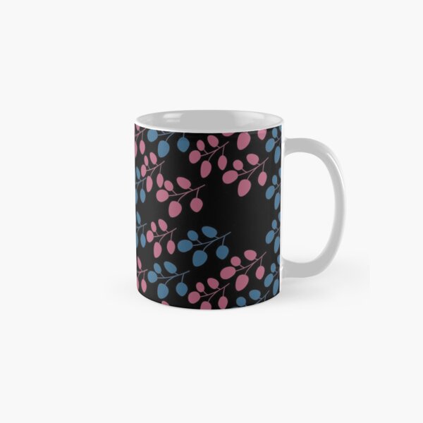 Simple Leaf Pattern Pink Blue Leaves Design Classic Mug