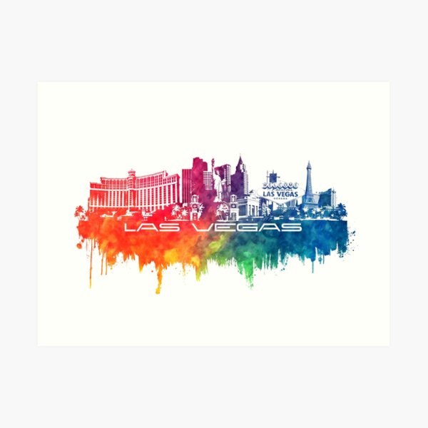 Las Vegas skyline city color Art Print