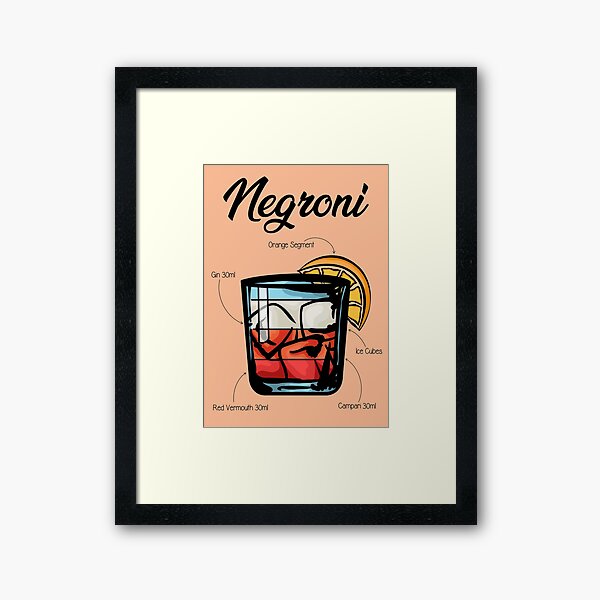 Item preview, Negroni Cocktail Recipe designed and sold by HuckleberryArts.