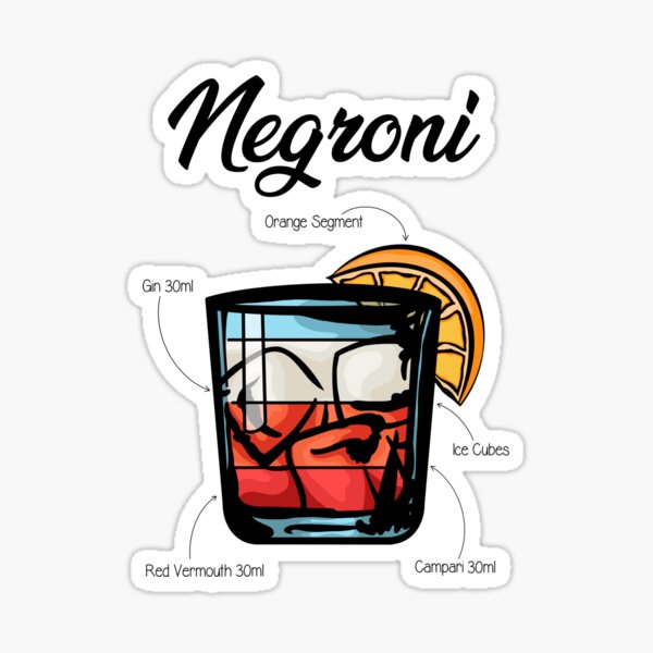 Item preview, Negroni Cocktail Recipe designed and sold by HuckleberryArts.