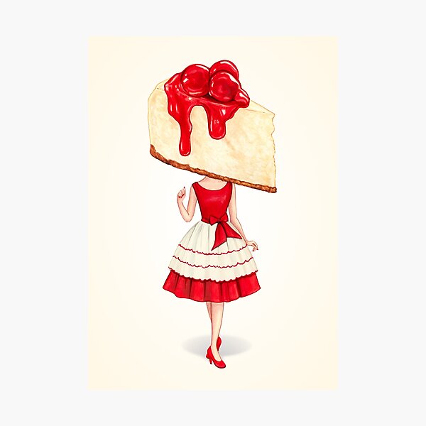 Impression Photo Tete De Gateau Pin Up Cerise Par Kellygilleran Redbubble