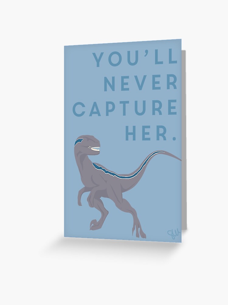 Jurassic World Velociraptor Blue Poster Aufkleber Grusskarte Von Saramarcon Redbubble