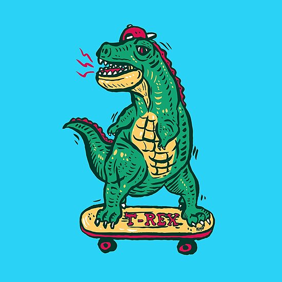 "Skateboarding Dinosaur" Photographic Print by nokhookdesign Redbubble