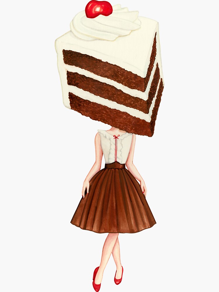 "Cake Head PinUp Chocolate Cherry" Sticker for Sale by Kelly
